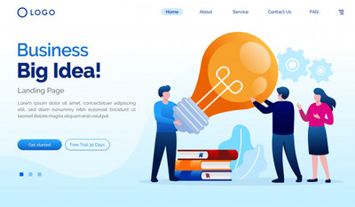 创意商务着陆页网站插画矢量模板