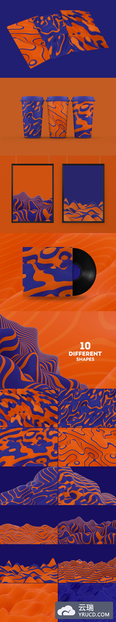 3D抽象波纹线条背景纹理素材下载（JPG）