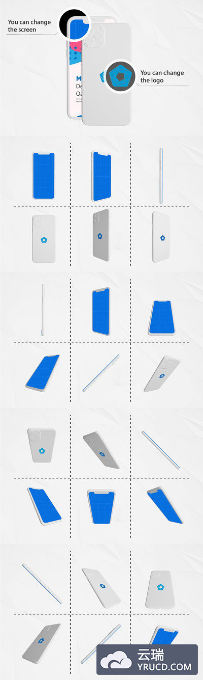 简单干净的白色 iPhone 11 手机样机下载（PSD）