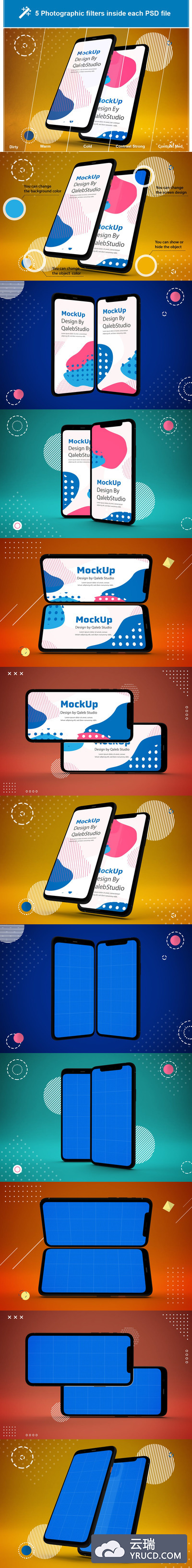 抽象背景的 iOS & Android安卓手机样机下载（PSD）