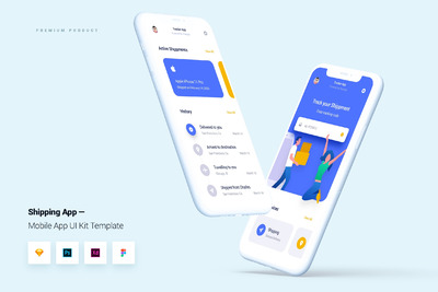 物流 & 货运 移动 UI Kit 模板下载(Sketch,Fig,PSD,XD)