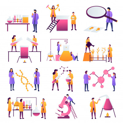 科学家研究实验工作插画