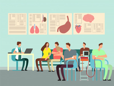 卡通医生人物输血捐赠概念插图