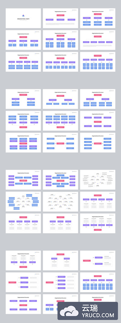 各种各样的组织结构图素材PPT模板(PPTX)