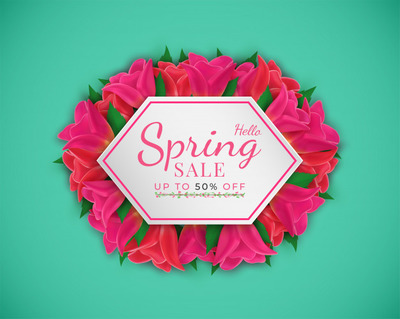 春季花卉打折横幅素材