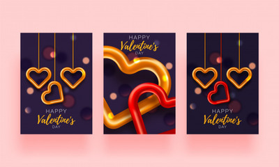 带有爱心装饰的情人节横幅模板