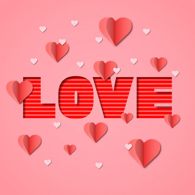 剪纸爱心情人节装饰素材