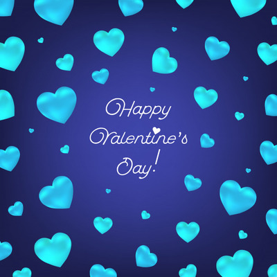 蓝色情人节爱心装饰背景素材
