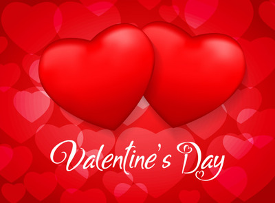 情人节字体红色爱心背景