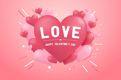 时尚简约情人节爱心广告模板