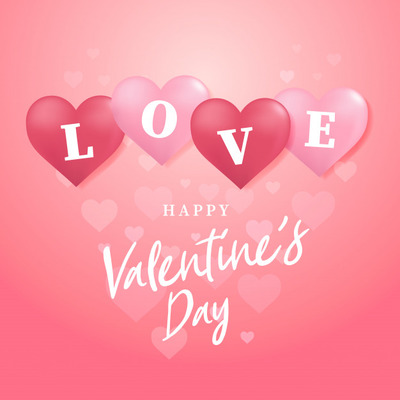 爱心气球与文字贺卡