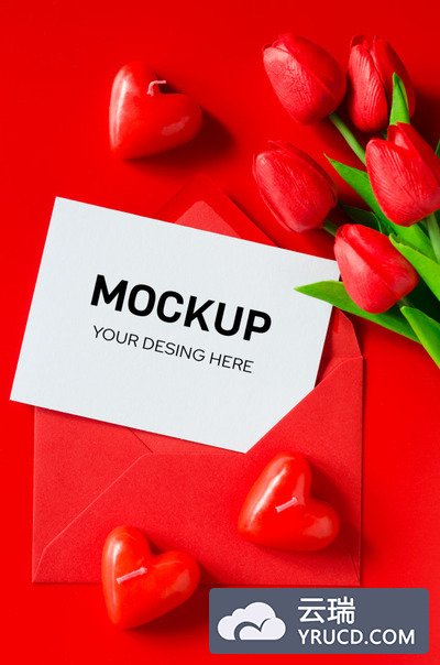 情人节红色信封卡片样机