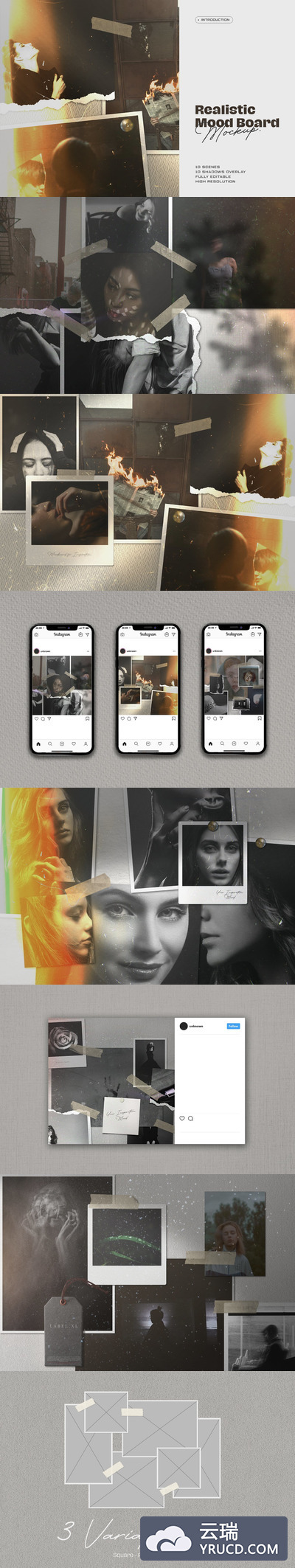 高品质的复古照片叠加样机展示模型mockups