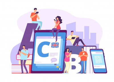 外语学习线上教育概念图形