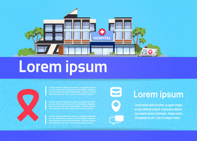 现代医院建筑外观医学临床概念艾滋病标志图