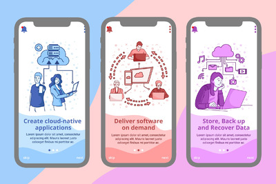 云计算技术APP启动页插画下载（Ai,PSD,EPS）