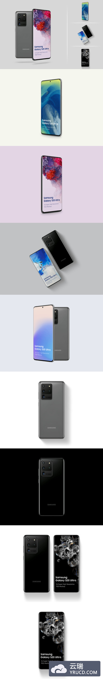 高品质的时尚高端专业的三星Galaxy S20 Ultra Mockup 1.0 APP UI样机展示模型