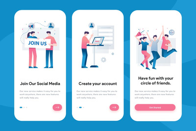 “社交媒体”-APP启动页插图（Sketch,Ai）