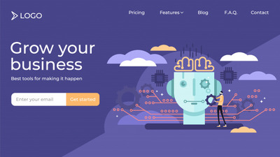 人工智能登陆页面模板设计矢量插图