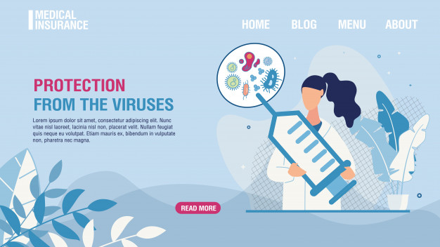 保护免受病毒接种登陆页插画