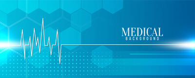 蓝色现代医疗生命线插画 Modern medical blue banner  with life line Vector