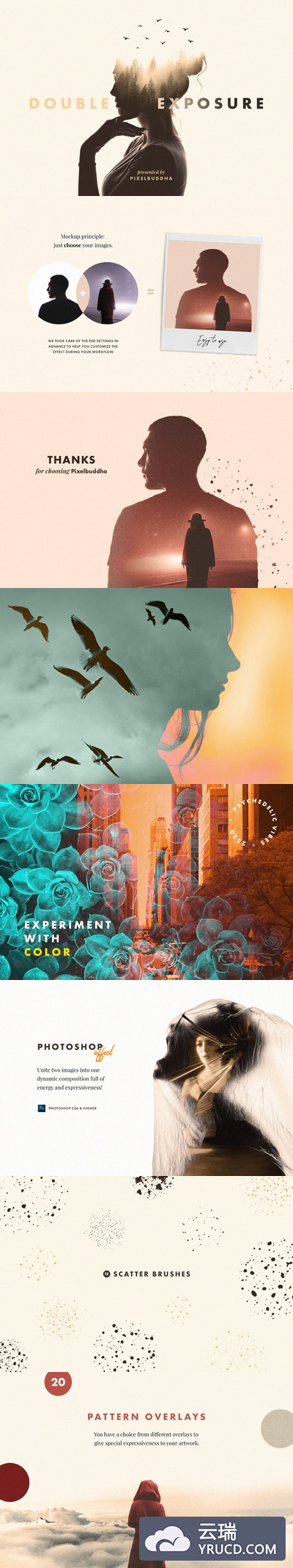 时尚高端专业的高品质优雅双重曝光Photoshop图层样式