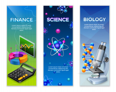 科学垂直光横幅矢量目标 Science vertical banners set Vector