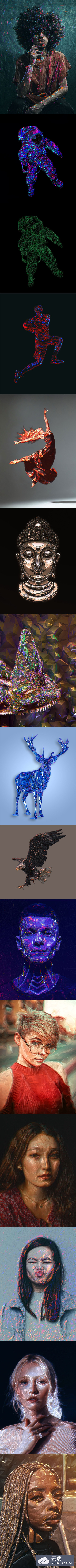 低多边形PS照片特效动作处理文件下载（Atn）