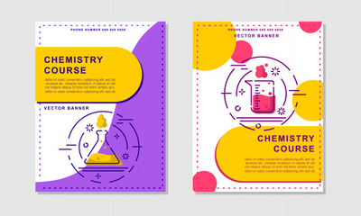 化学课程或课程横幅模板 Chemistry course or lesson banner templates. flyer, booklet - science, education | Premium Vector Chemistry course or lessonbanner templates. flyer, booklet - science, education | Premium Vector