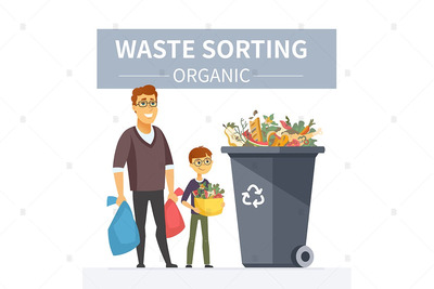 有机废物回收矢量插画（EPS）
