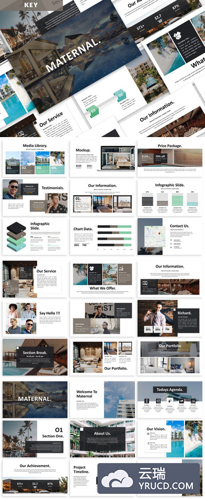 时尚高端专业的高品质keynote幻灯片演示模板（key）