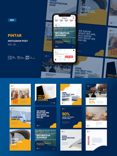 时尚高端简约好用的高品质Instagram社交媒体banner海报设计keynote幻灯片演示模板集合（key）