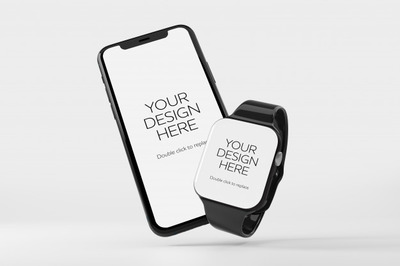 智能手机和智能手表展示样机模型