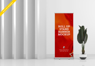 卷起的横幅架展示样机模型