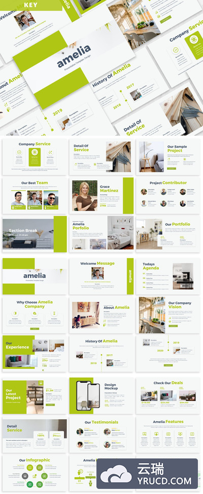 清新时尚简约多用途的高品质业务主题演讲keynote幻灯片演示模板（key）