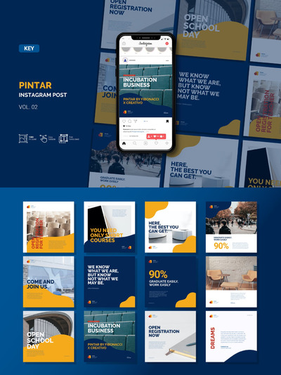 时尚高端简约Instagram社交媒体keynote幻灯片演示格式多功能营销海报宣传单DM设计模板（key）