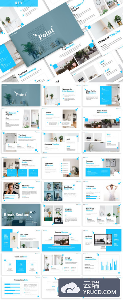 简约时尚高端清新北欧风格的keynote幻灯片演示模板（key）