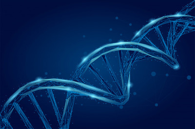 抽象3D多边形线框dna分子螺旋背景