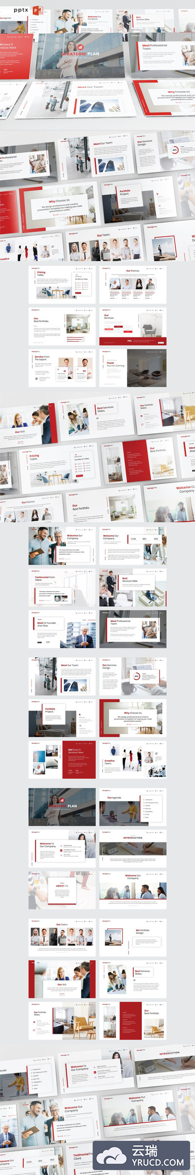 时尚高端专业多用途的高品质战略计划powerpoint幻灯片演示模板（pptx）