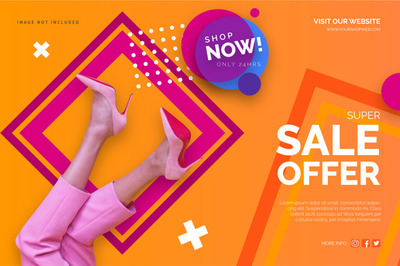 彩色时尚销售广告横幅模板