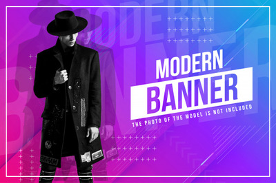 抽象彩色渐变现代时尚促销横幅模板