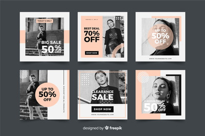 时尚销售社交媒体促销横幅模板