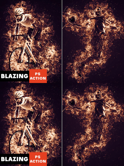 逼真震撼的火焰着火烈火效果的神奇photoshop动作预设