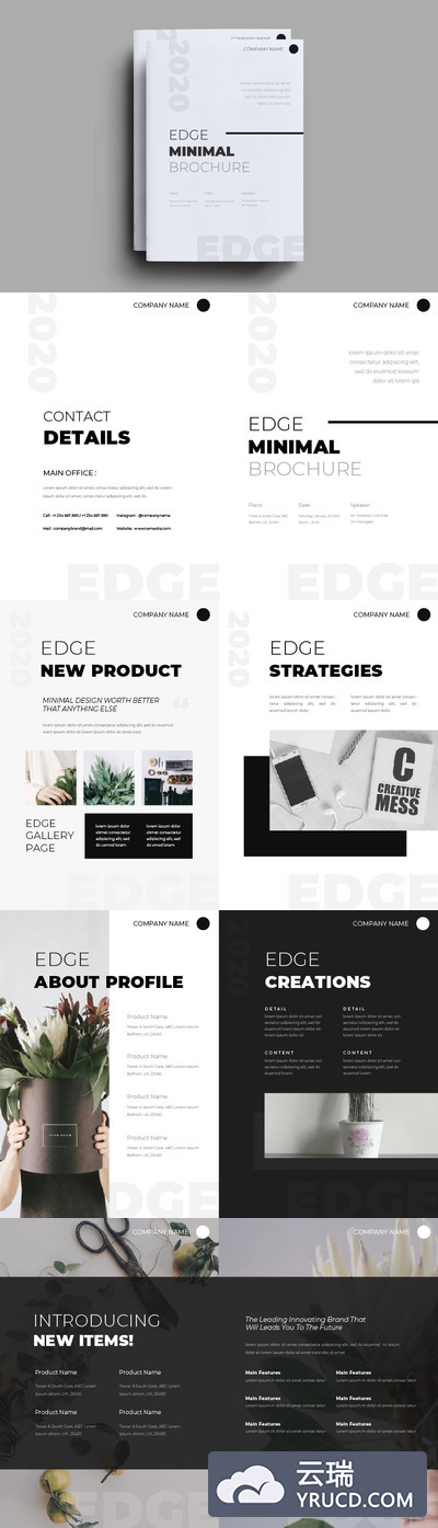 简约时尚高端多用途的多功能品牌手册画册宣传册杂志房地产楼书设计模板（AI，INDD，PSD）