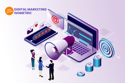 2.5D数字营销概念矢量素材下载（Ai）