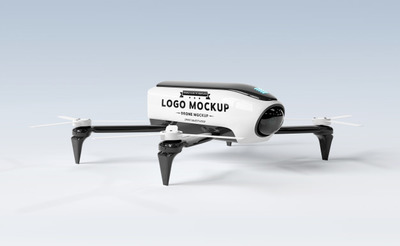 一架白色无人机的logo样机