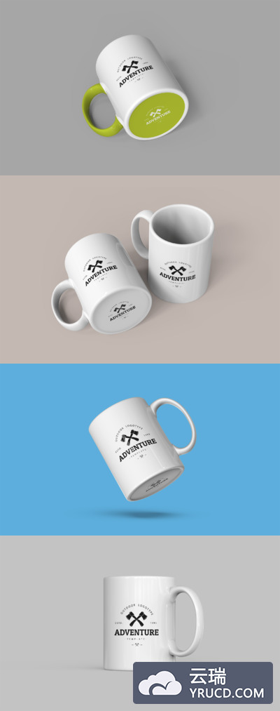 实用流行风格的马克杯设计展示样机下载（PSD）