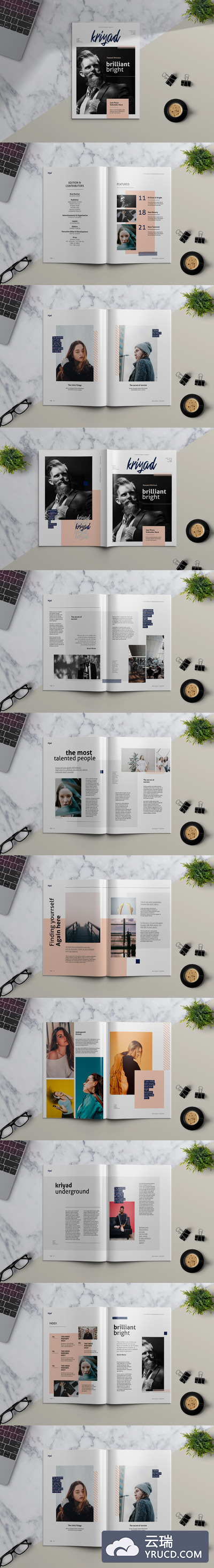 高端时尚简约多用途的高品质品牌手册画册宣传册杂志房地产楼书设计模板