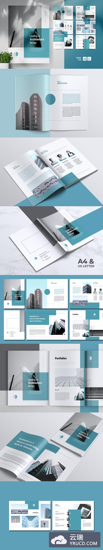 时尚高端清新高品质的房地产楼书书籍装帧宣传画册品牌手册杂志设计模板