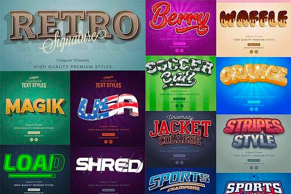 多款经典的PS特效字体图层样式文件下载[PSD]